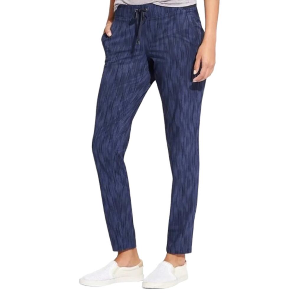 Athleta Stride Midtown Athletic Ankle Pants Blue Striped Women's Size 0